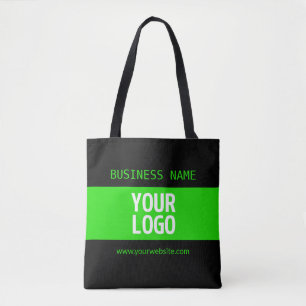 Your Logo or Image Black & Bright Green Tote Bag