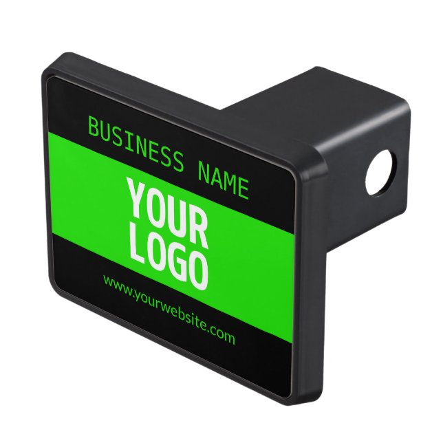 Your Logo or Image | Black & Bright Green Trailer Hitch Cover (Top Right)
