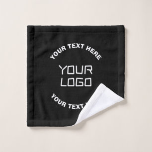 Your Logo or Image & Editable Text   Black & White Bath Towel Set