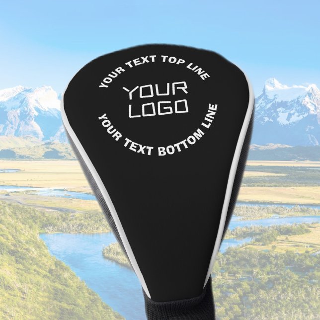 Your Logo or Image & Editable Text | Black & White Golf Head Cover (Creator Uploaded)
