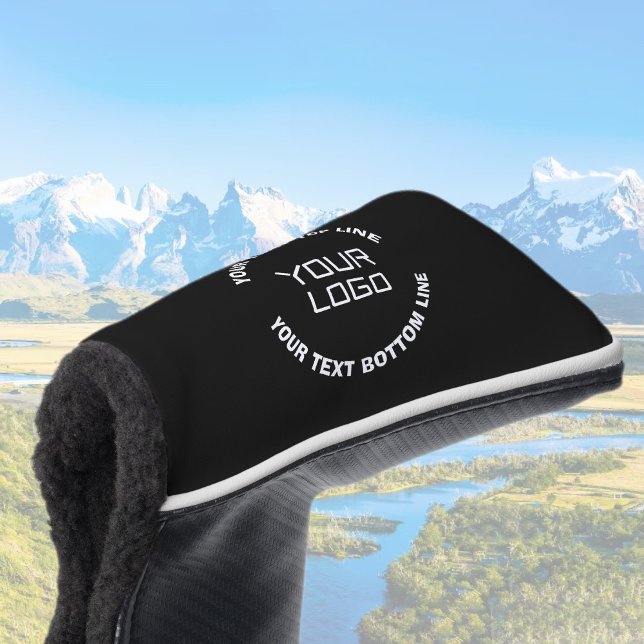 Your Logo or Image & Editable Text | Black & White Golf Head Cover (Creator Uploaded)