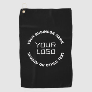 Your Logo or Image & Editable Text   Black & White Golf Towel