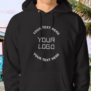 Your Logo or Image & Editable Text Black & White Hoodie