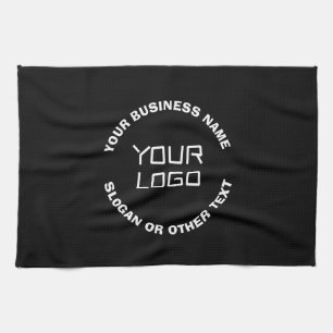 Your Logo or Image & Editable Text   Black & White Kitchen Towel