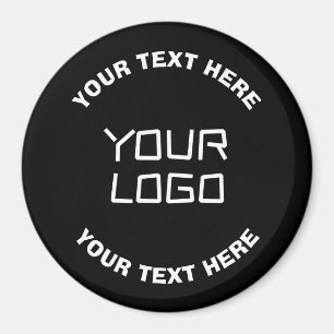 Your Logo or Image & Editable Text Black & White Magnet