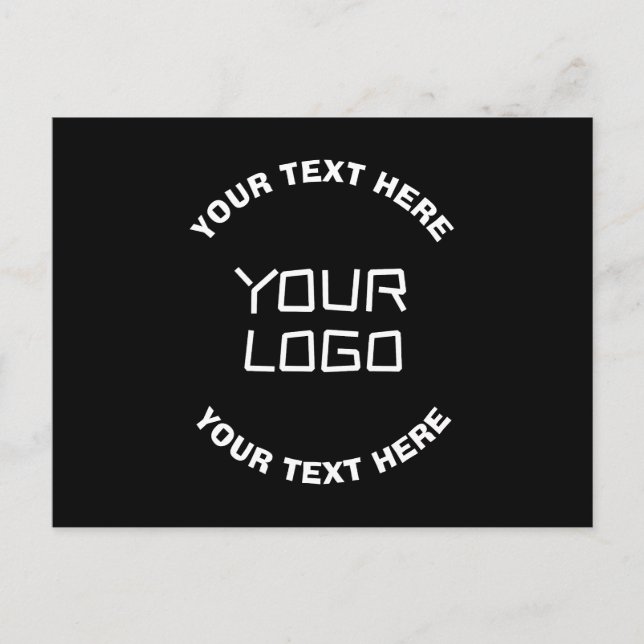 Your Logo or Image & Editable Text | Black & White Postcard (Front)