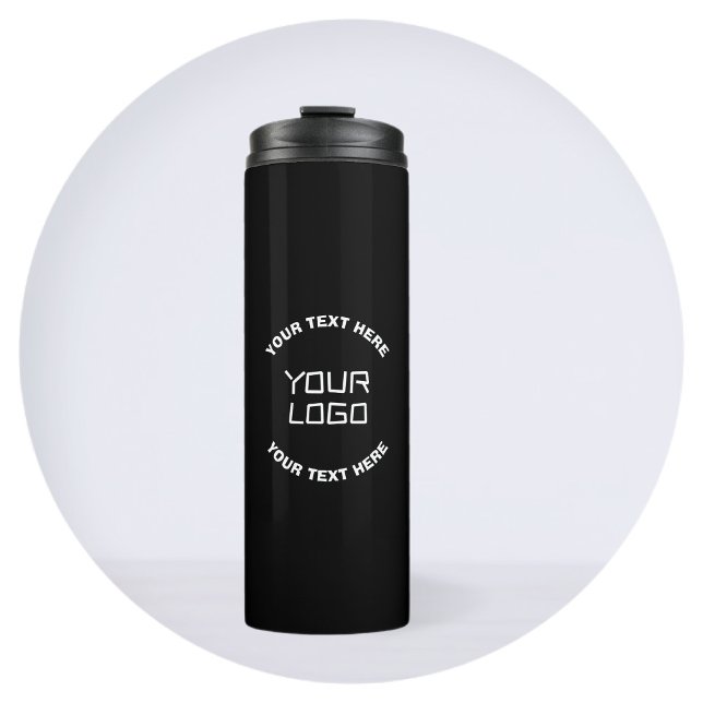 Your Logo or Image & Editable Text | Black & White Thermal Tumbler (Creator Uploaded)
