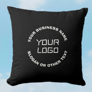 Your Logo or Image & Editable Text   Black & White Throw Pillow