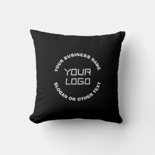 Your Logo or Image & Editable Text Black & White Throw Pillow