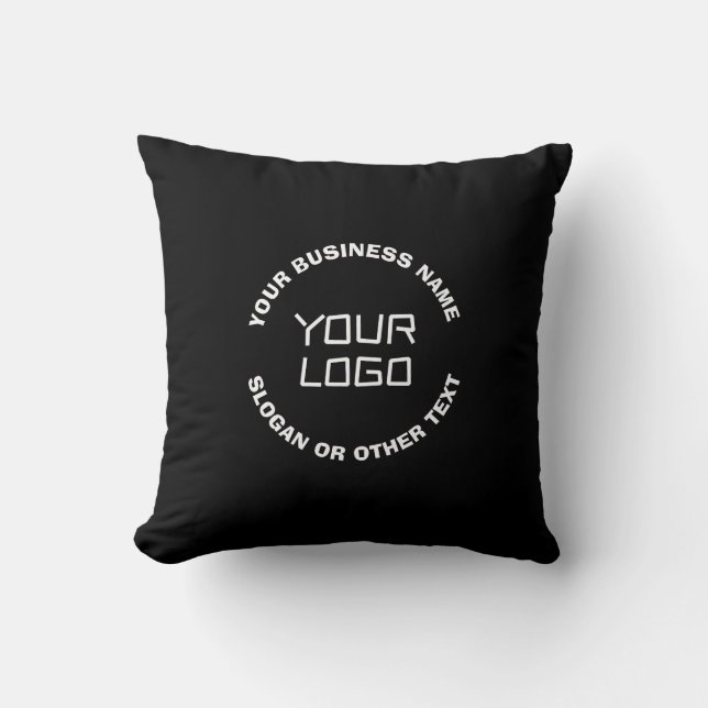 Your Logo or Image & Editable Text | Black & White Throw Pillow (Front)