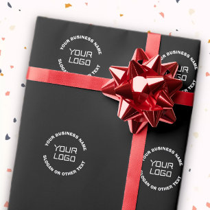 Your Logo or Image & Editable Text   Black & White Wrapping Paper