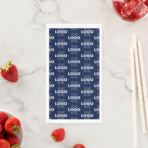 Your Logo or Image Repeating Pattern   Navy Blue Napkin
