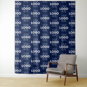Your Logo or Image Repeating Pattern   Navy Blue Tapestry