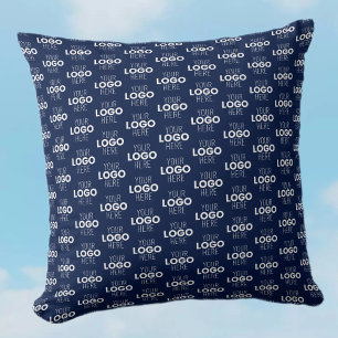 Your Logo or Image Repeating Pattern   Navy Blue Throw Pillow
