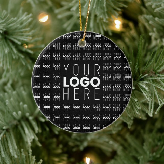 Your Logo or Image Tiled Pattern Large Centre Logo Ceramic Ornament (Tree)
