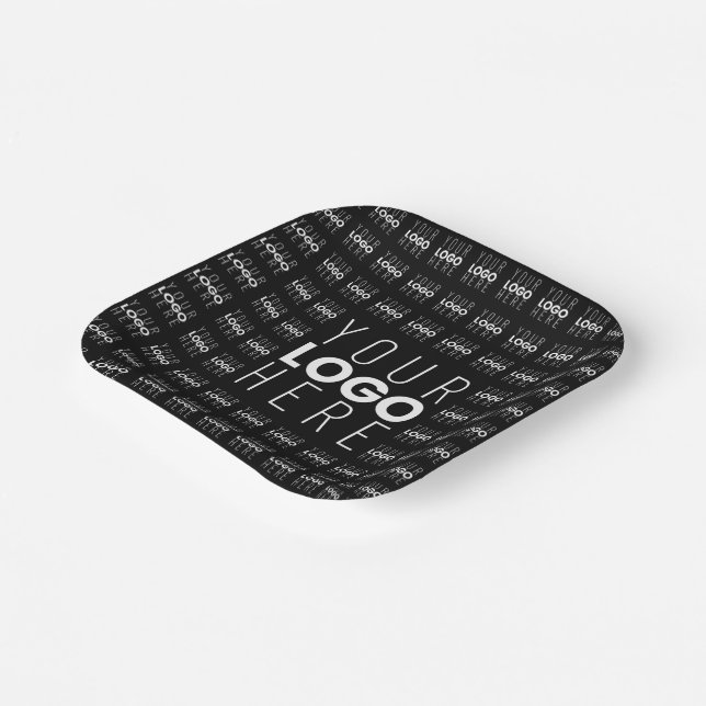 Your Logo or Image Tiled Pattern Large Centre Logo Paper Plate (Angled)