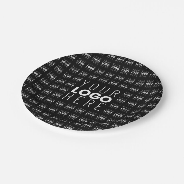 Your Logo or Image Tiled Pattern Large Centre Logo Paper Plate (Angled)
