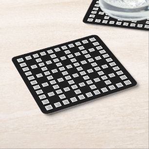 Your Logo or Image Unique Repeating Pattern Square Paper Coaster