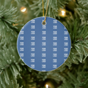 Your Logo or Image    Vertical Stripes Pattern  Ceramic Ornament