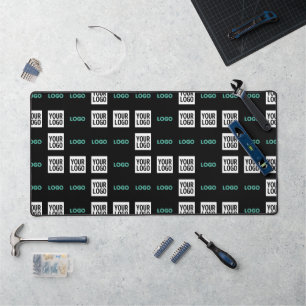 Your Logo or Image Zig Zag Pattern w/Two Images Desk Mat