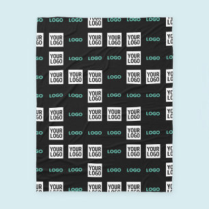 Your Logo or Image   Zig Zag Pattern w/Two Images Fleece Blanket
