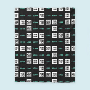 Your Logo or Image Zig Zag Pattern w/Two Images Fleece Blanket