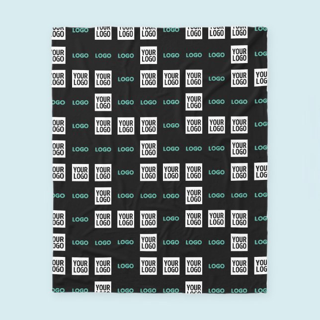 Your Logo or Image | Zig Zag Pattern w/Two Images Fleece Blanket (Creator Uploaded)