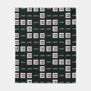 Your Logo or Image   Zig Zag Pattern w/Two Images Fleece Blanket