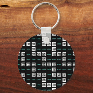 Your Logo or Image   Zig Zag Pattern w/Two Images Keychain