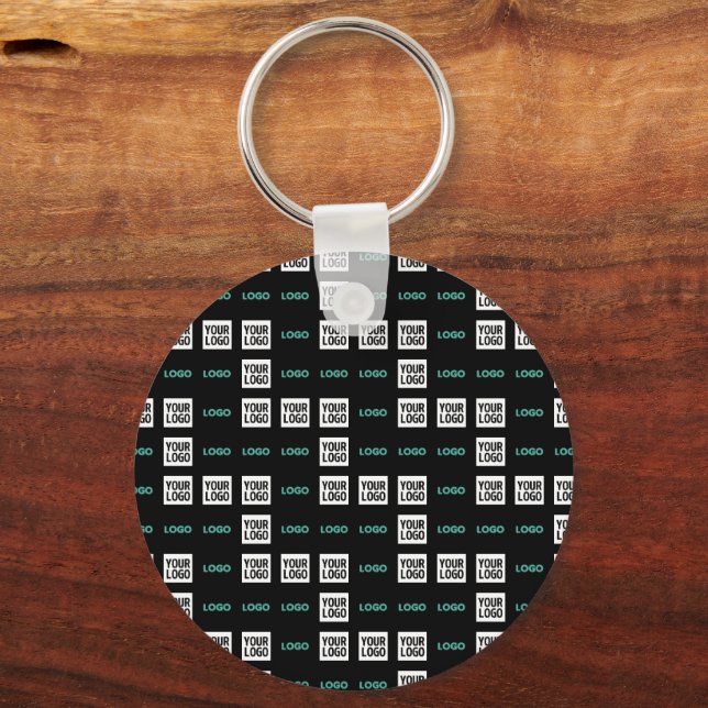 Your Logo or Image | Zig Zag Pattern w/Two Images Keychain (Front)