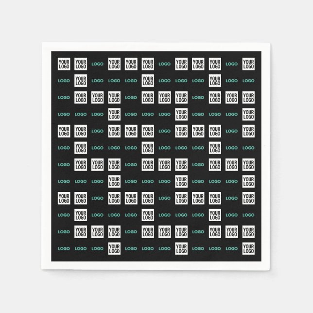 Your Logo or Image | Zig Zag Pattern w/Two Images Napkin (Front)