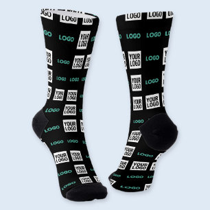 Your Logo or Image   Zig Zag Pattern w/Two Images Socks