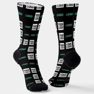 Your Logo or Image Zig Zag Pattern w/Two Images Socks