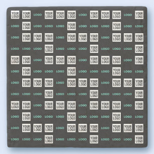 Your Logo or Image   Zig Zag Pattern w/Two Images Stone Coaster