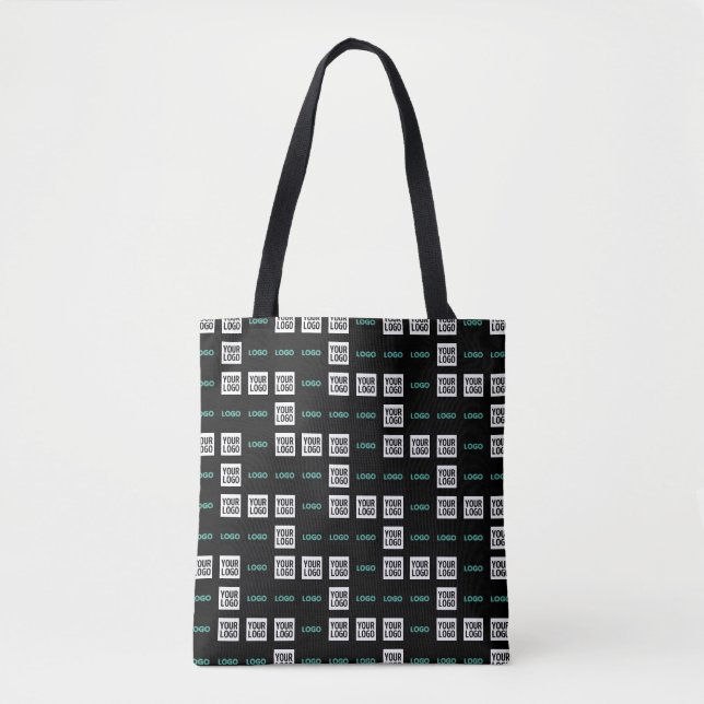 Your Logo or Image | Zig Zag Pattern w/Two Images Tote Bag (Front)