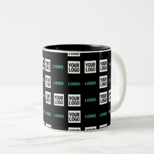 Your Logo or Image   Zig Zag Pattern w/Two Images Two-Tone Coffee Mug