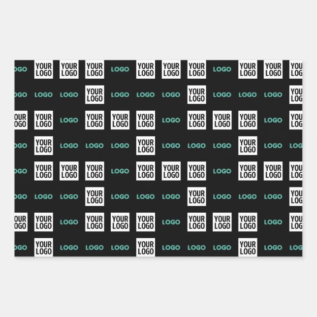 Your Logo or Image | Zig Zag Pattern w/Two Images Wrapping Paper Sheet (Front)