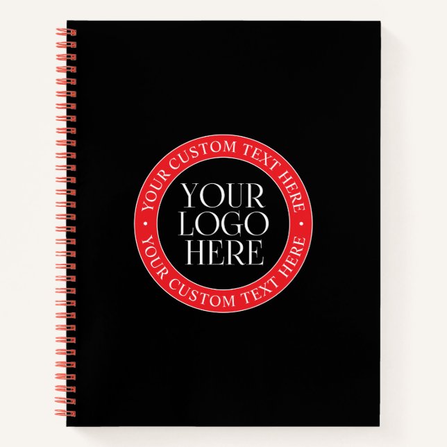 Your Logo or other Image | Black Red & White Notebook (Front)