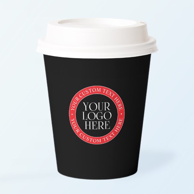 Your Logo or other Image | Black Red & White Paper Cups (Creator Uploaded)