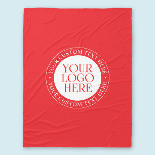 Your Logo or other Image Christmas Red & White Fleece Blanket