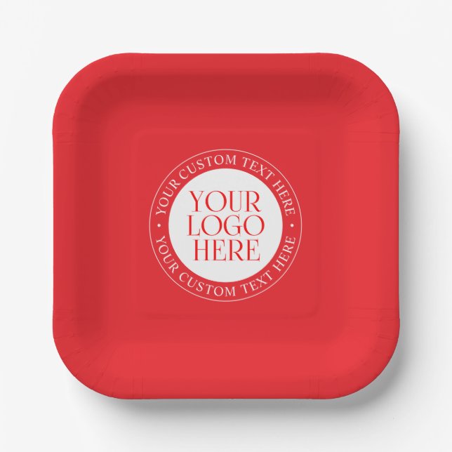 Your Logo or other Image | Christmas Red & White Paper Plate (Front)