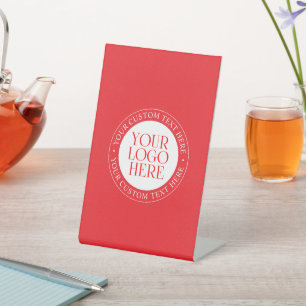 Your Logo or other Image Christmas Red & White Pedestal Sign