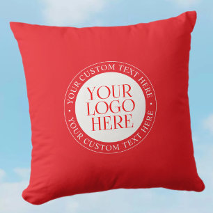 Your Logo or other Image   Christmas Red & White Throw Pillow