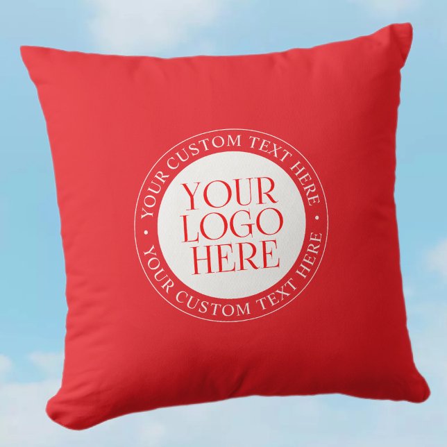 Your Logo or other Image | Christmas Red & White Throw Pillow (Creator Uploaded)