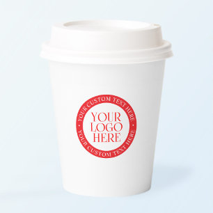 Your Logo or other Image Christmas White & Red Paper Cups