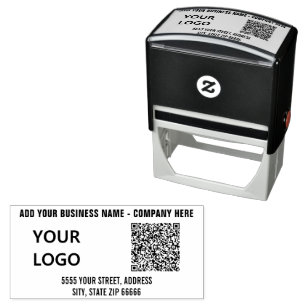 Your Logo or Photo Address QR Code Stamp Example