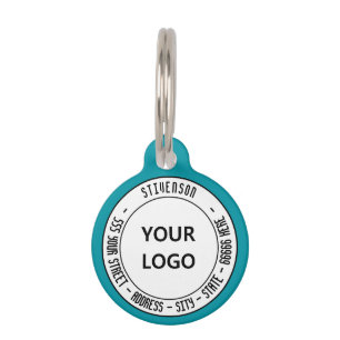 Your Logo or Photo and Custom Text Info Pet ID Tag
