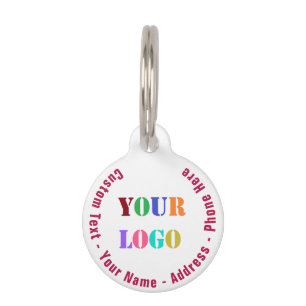 Your Logo or Photo Custom Text Pet ID Tag Example