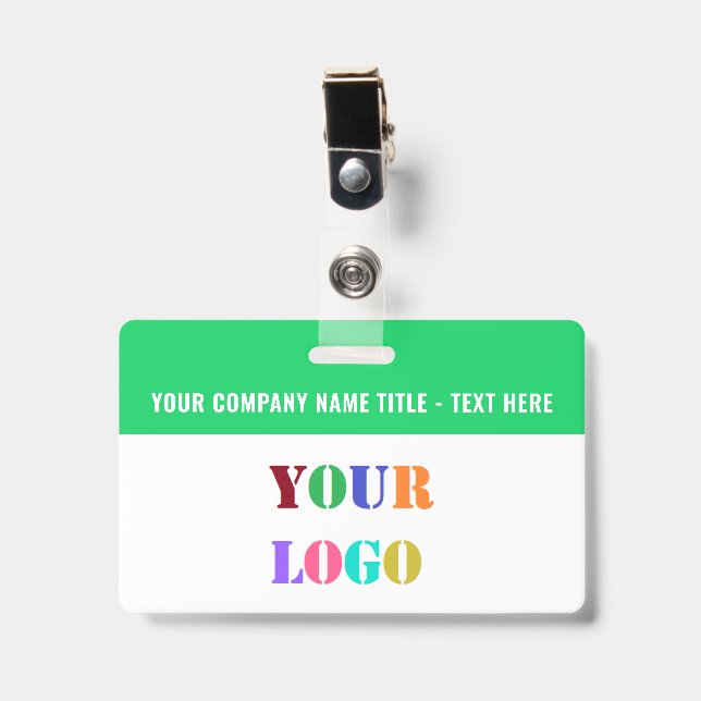Your Logo or Photo Name Business Badge Example (Avant avec clip)