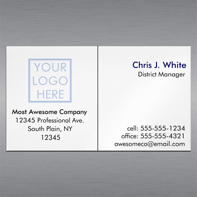 Your Logo or Photo Simple Plain White Professional Magnetic Business Card (Creator Uploaded)